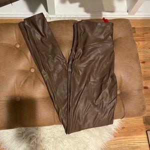 Spanx brown leather/sparkle leggings
